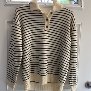 Striped cream white sweater with buttons from yesstyle